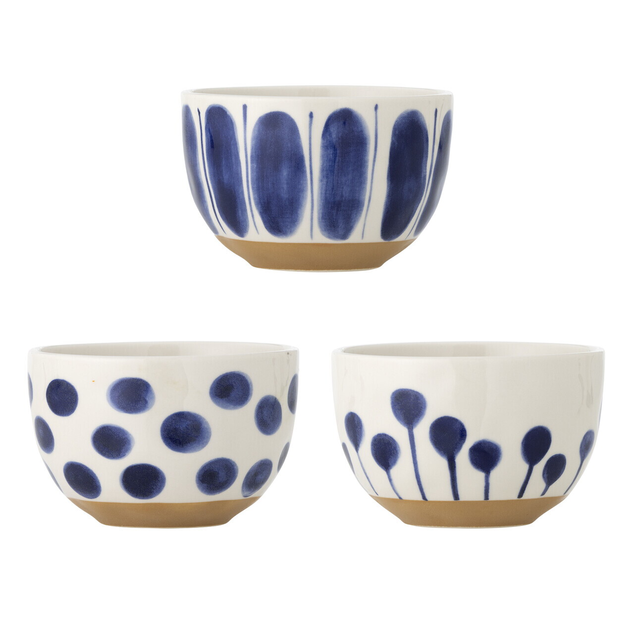 Set 3 boluri, Bloomingville, Linora, 12.5x8 cm, 580 ml, ceramica, albastru - imagine 5